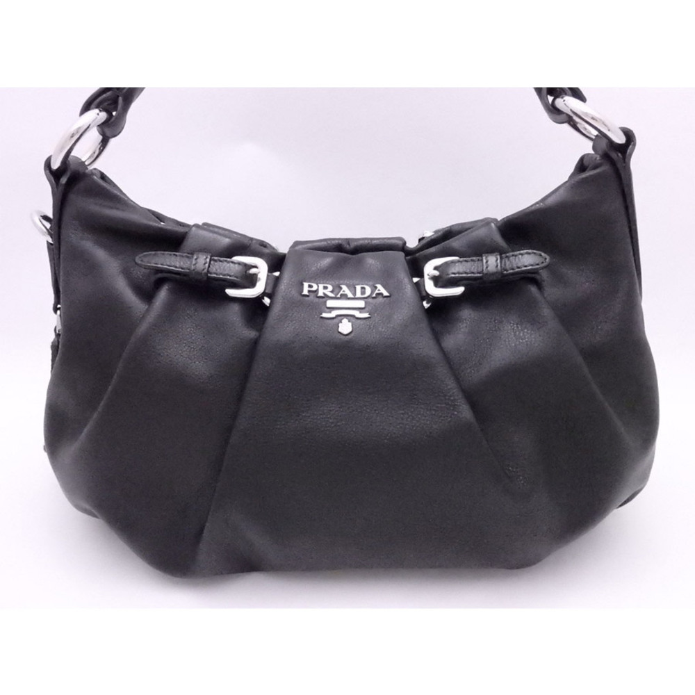 Prada Hobo Calfskin One Bag Leather Shoulder Black